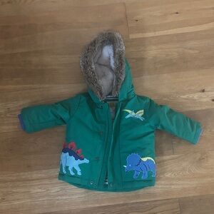 Baby Boden Green and Blue Striped Hooded Jacket